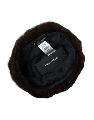 Dolce & Gabbana Brown Weasel Fur Womens Cashmere Hat Beanie - Retail Flare