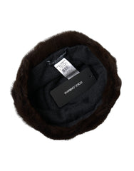 Dolce & Gabbana Brown Weasel Fur Womens Cashmere Hat Beanie - Retail Flare