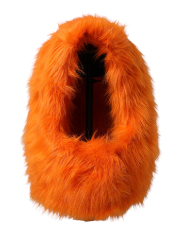 Dolce & Gabbana Orange Faux Fur Whole Head Wrap Hat - Retail Flare
