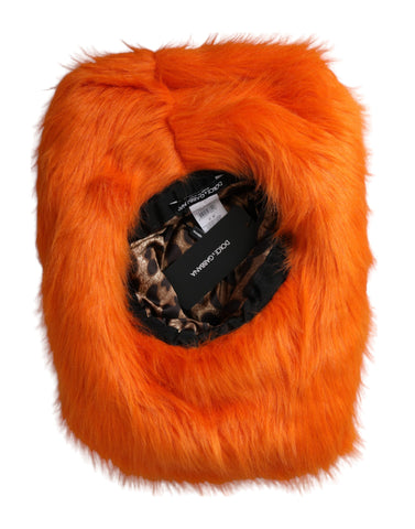 Dolce & Gabbana Orange Faux Fur Polyester Fedora Hat - Retail Flare