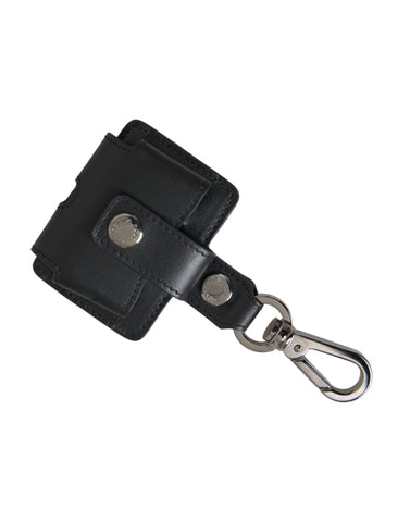 Dolce & Gabbana Black Plain Leather Silver Metal Airpods Case - Retail Flare