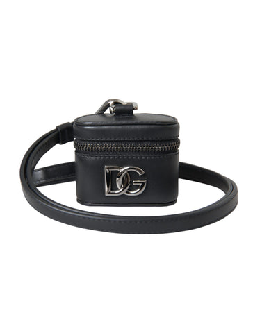 Dolce & Gabbana Black DG Logo Leather Silver Metal Airpods Case - Retail Flare