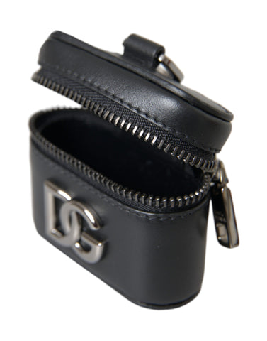 Dolce & Gabbana Black DG Logo Leather Silver Metal Airpods Case - Retail Flare