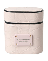 Dolce & Gabbana Light Pink Leather Metal Logo Plaque Airpods Case - Retail Flare