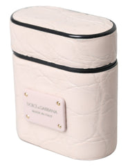 Dolce & Gabbana Light Pink Leather Metal Logo Plaque Airpods Case - Retail Flare