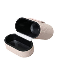Dolce & Gabbana Light Pink Leather Metal Logo Plaque Airpods Case - Retail Flare