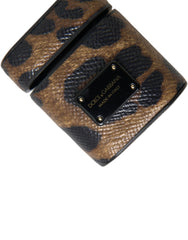 Dolce & Gabbana Brown Leopard Calf Leather Metal Logo Plaque Airpods Case - Retail Flare