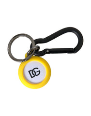 Dolce & Gabbana Yellow Rubber DG Logo Round Brass Metal Keyring Keychain - Retail Flare