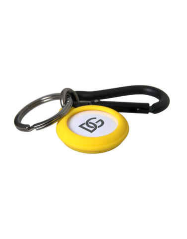 Dolce & Gabbana Yellow Rubber DG Logo Round Brass Metal Keyring Keychain - Retail Flare