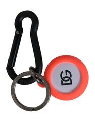 Dolce & Gabbana Red Orange Rubber DG Logo Round Metal Keyring Keychain - Retail Flare