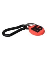 Dolce & Gabbana Red Orange Rubber DG Logo Round Metal Keyring Keychain - Retail Flare