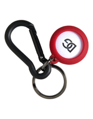 Dolce & Gabbana Red Rubber DG Logo Round Metal Brass Keyring Keychain - Retail Flare