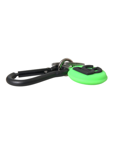 Dolce & Gabbana Green Rubber DG Logo Round Brass Metal Keyring Keychain - Retail Flare