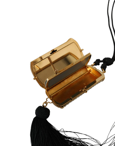 Dolce & Gabbana Beige Exotic Leather Mini Mirror Tassel Make Up Holder Bag - Retail Flare
