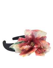 Dolce & Gabbana Rose Pink Silk Floral Black Tiara Women Hairband Diadem - Retail Flare