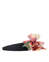 Dolce & Gabbana Rose Pink Silk Floral Black Tiara Women Hairband Diadem - Retail Flare
