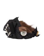 Dolce & Gabbana Black Crystal Button Brown Hair Women Headband Diadem - Retail Flare