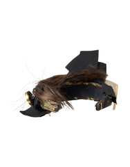 Dolce & Gabbana Black Crystal Button Brown Hair Women Headband Diadem - Retail Flare