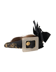 Dolce & Gabbana Black Crystal Button Brown Hair Women Headband Diadem - Retail Flare