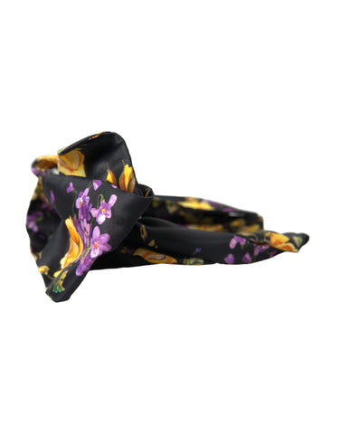 Dolce & Gabbana Black Floral Applique Silk Women Headband Diadem - Retail Flare