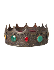 Dolce & Gabbana Bronze Brass Multicolor Crystal Crown Tiara Hat - Retail Flare