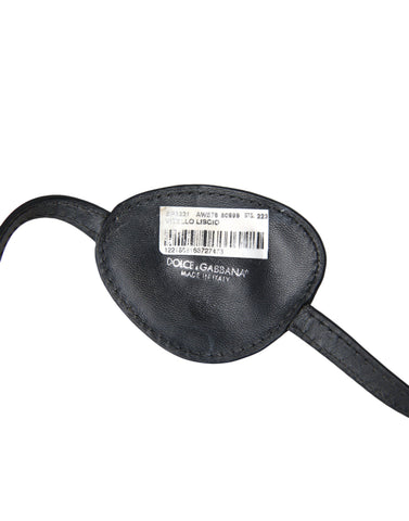 Dolce & Gabbana Black Calfskin Leather Metal DG Logo Eye Patch - Retail Flare