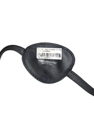 Dolce & Gabbana Black Calfskin Leather Metal DG Logo Eye Patch - Retail Flare