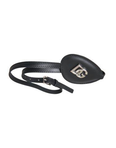 Dolce & Gabbana Black Calfskin Leather Metal DG Logo Eye Patch - Retail Flare