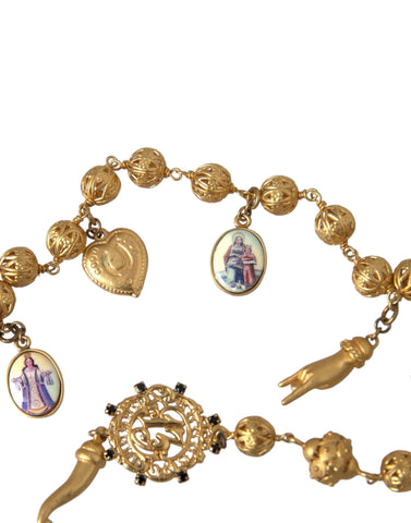 Dolce & Gabbana Gold Tone Chain Brass Beaded Statement Sicily Necklace - Retail Flare