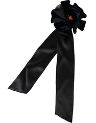 Dolce & Gabbana Black Silk Gold Brass Floral Hair Pin Brooch - Retail Flare