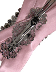 Dolce & Gabbana Pink Satin Crystal Jewelry Brooch Hair Pin - Retail Flare
