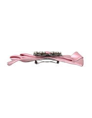 Dolce & Gabbana Pink Satin Crystal Jewelry Brooch Hair Pin - Retail Flare