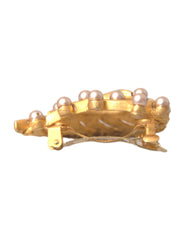 Dolce & Gabbana Gold Brass Leaf Embellished Jewelry Brooch Hair Pin - Retail Flare