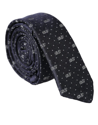 Dolce & Gabbana Blue DG Logo 100% Silk Adjustable Tie Dolce & Gabbana Retail Flare