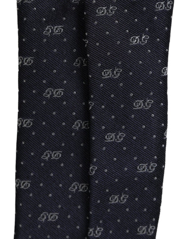 Dolce & Gabbana Blue DG Logo 100% Silk Adjustable Tie Dolce & Gabbana Retail Flare