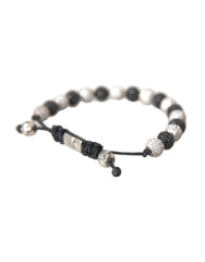 Nialaya CZ Crystal Ball Black White Beaded Bracelet - Retail Flare