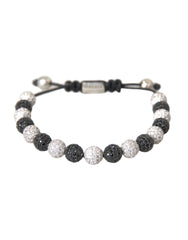 Nialaya CZ Crystal Ball Black White Beaded Bracelet - Retail Flare