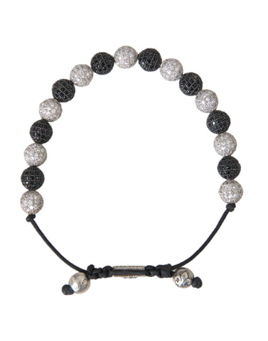 Nialaya CZ Crystal Ball Black White Beaded Bracelet - Retail Flare