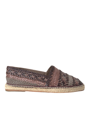 Dolce & Gabbana Brown Buffalo Leather Espadrille Flats Shoes - Retail Flare