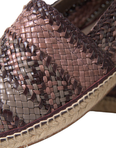 Dolce & Gabbana Brown Buffalo Leather Espadrille Flats Shoes - Retail Flare