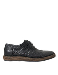 Dolce & Gabbana Black Woven Goat Leather Lace Up Derby Shoes - Retail Flare