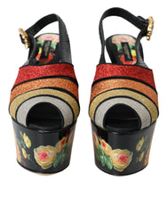 Dolce & Gabbana Multicolor Floral Crystal Platform Sandals Shoes - Retail Flare
