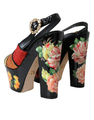 Dolce & Gabbana Multicolor Floral Crystal Platform Sandals Shoes - Retail Flare