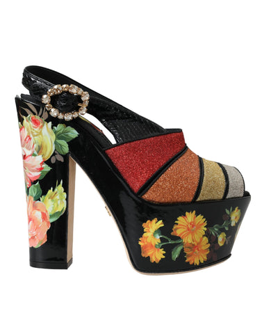 Dolce & Gabbana Multicolor Floral Crystal Platform Sandals Shoes - Retail Flare