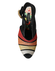 Dolce & Gabbana Multicolor Floral Crystal Platform Sandals Shoes - Retail Flare