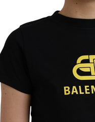 Balenciaga Black Cotton Logo Crew Neck Short Sleeves T-shirt - Retail Flare