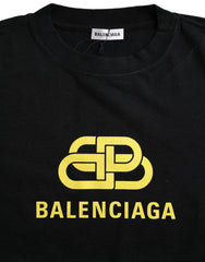 Balenciaga Black Cotton Logo Crew Neck Short Sleeves T-shirt - Retail Flare