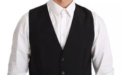 Dolce & Gabbana Black Stretch Waistcoat Formal Dress Wool Vest - Retail Flare