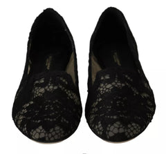 Dolce & Gabbana Black Floral Lace Loafers Flats Shoes - Retail Flare