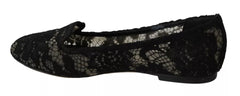 Dolce & Gabbana Black Floral Lace Loafers Flats Shoes - Retail Flare